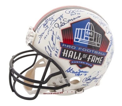 NFL Hall of Fame Helmet with 30 Signatures Including Montana, Starr, Sayers and More